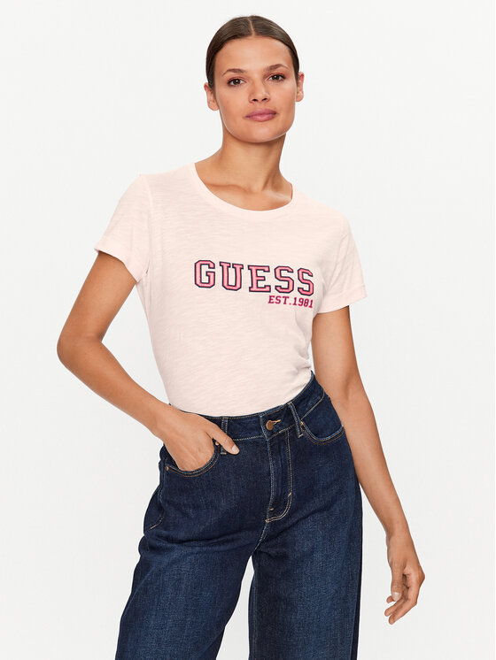 Guess T-krekls W3YI35 K8G01 Rozā Regular Fit