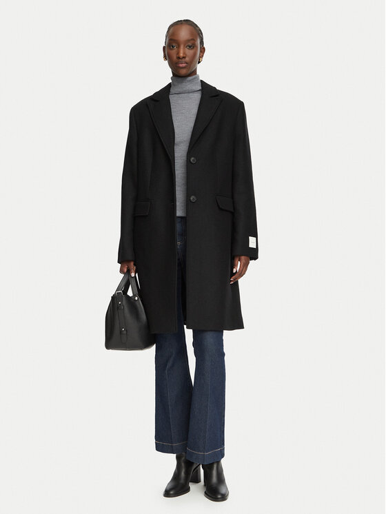 Calvin Klein Calvin Klein Wollmantel LV044H542G Schwarz Regular Fit