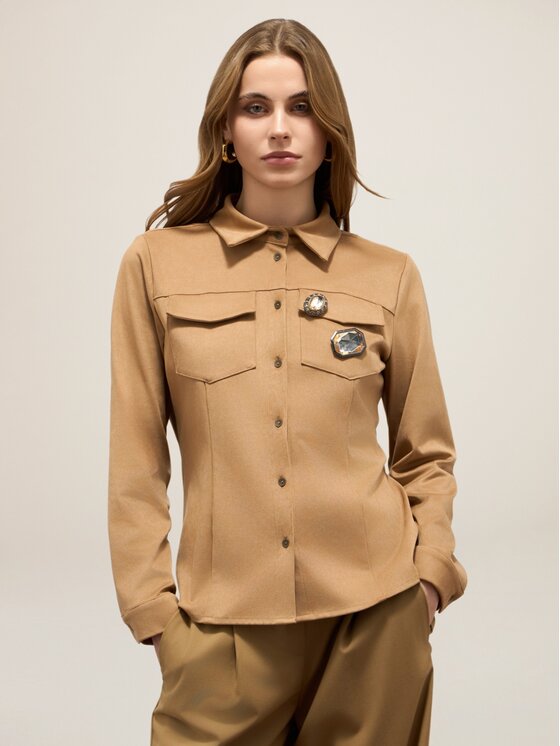 Oltre Oltre Giacca in similpelle R361R002242N012 Marrone Regular Fit