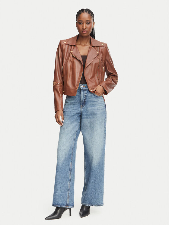 Elisabetta Franchi Elisabetta Franchi Kožená bunda GD-01Z-66E2-V1490 Hnedá Regular Fit