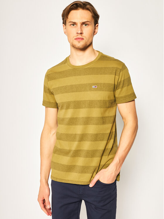 Tommy Jeans Marškinėliai Bold Stripe Tee DM0DM07810 Žalia Regular Fit •  Modivo.lt