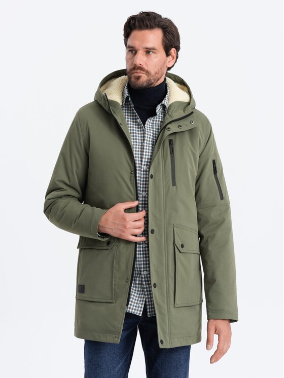Ombre Ombre Parka OM-JALJ-0131 Khaki Regular Fit