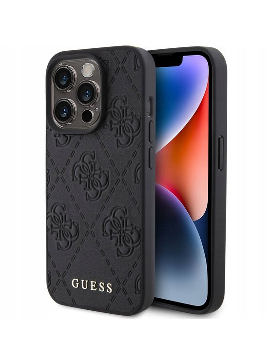 Guess Guess Etui na telefon Leather 4G Stamped Czarny