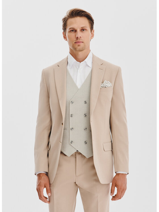 Pako Lorente Pako Lorente Marynarka P25WF-3G-015 Beżowy Slim Fit