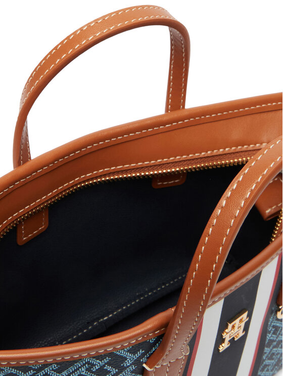 Tommy Hilfiger Tommy Hilfiger Ročna torba Th Monoplay Mini Tote Stripe Le AW0AW18389 Modra