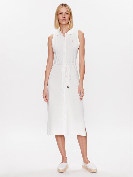 Tommy Hilfiger Tommy Hilfiger Rochie tip cămașă WW0WW37838 Écru Slim Fit