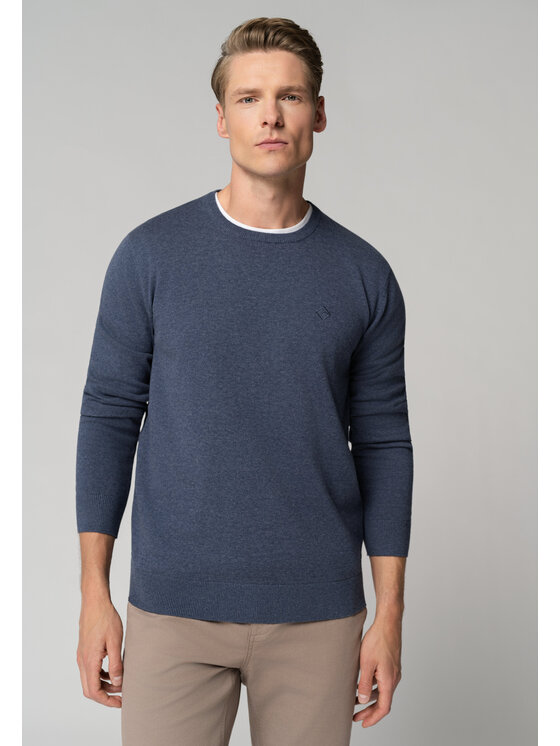 Volcano Volcano Sweter S-RADO Niebieski Regular Fit