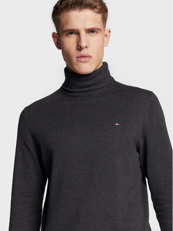 Tommy Hilfiger Tommy Hilfiger Bluză cu gât Pima MW0MW28048 Gri Regular Fit