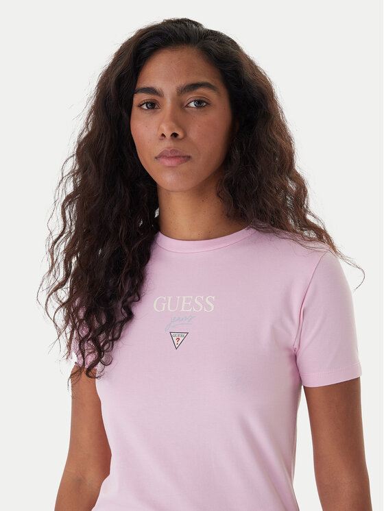 Guess Jeans Guess Jeans Póló W6RI15 J1314 Rózsaszín Regular Fit