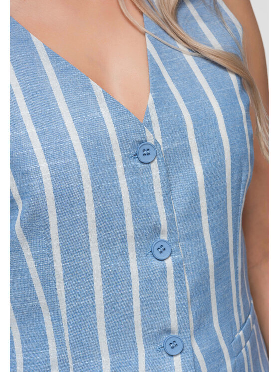 Ombre Ombre Kamizelka OW-VE-E0008 Niebieski Slim Fit