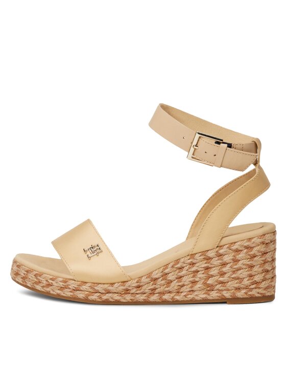 Tommy Hilfiger Tommy Hilfiger Espadryle Colorful Wedge Satin Sandal FW0FW07913 Beżowy