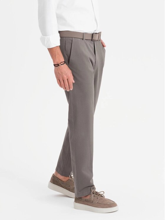 Ombre Ombre Spodnie materiałowe OM-PACP-0184 Szary Regular Fit