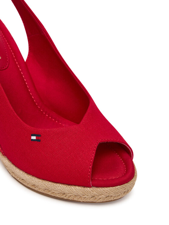 Tommy Hilfiger Tommy Hilfiger Espadryle Flag High Wedge Espad Slingback FW0FW09343 Czerwony
