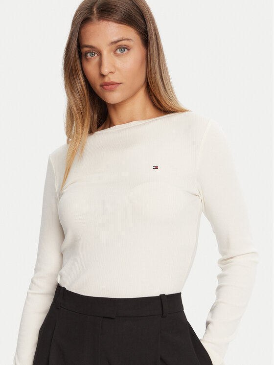 Tommy Hilfiger Tommy Hilfiger Bluse WW0WW47309 Écru Slim Fit