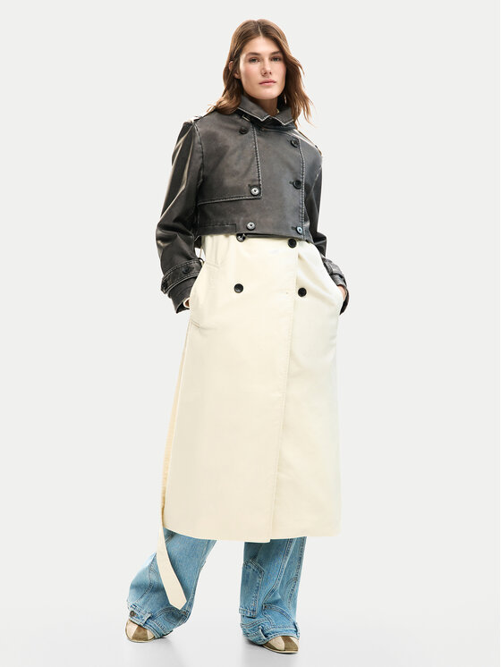 Desigual Desigual Trenčas Duolo 26SWEW34 Écru Regular Fit