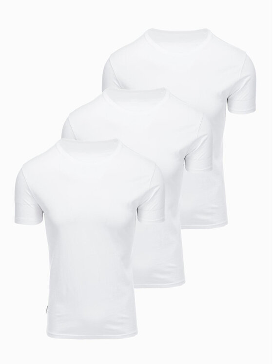 Ombre Ombre Komplet t-shirtów OM-TSBS-0268 Biały Regular Fit