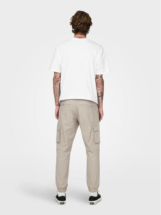 Only & Sons Only & Sons Bavlnené nohavice Cam 22016687 Béžová Tapered Fit