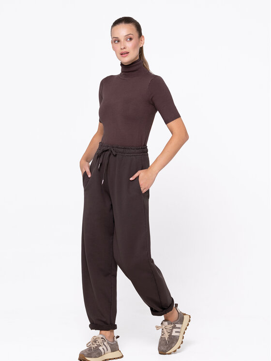 Miss LK Miss LK Spodnie materiałowe MISSLKSM Brązowy Loose Fit