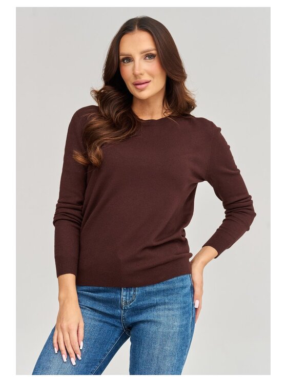 Makadamia Makadamia Sweter C105 Brązowy Loose Fit