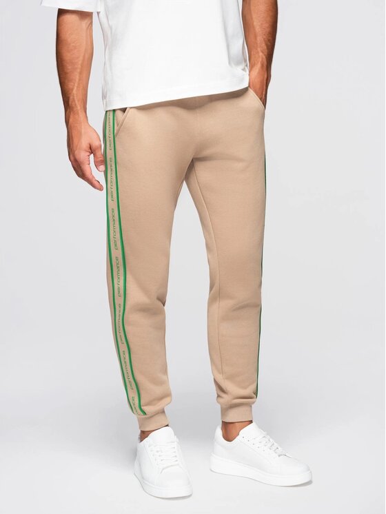 Ombre Ombre Spodnie dresowe OM-PASK-0284 Brązowy Regular Fit