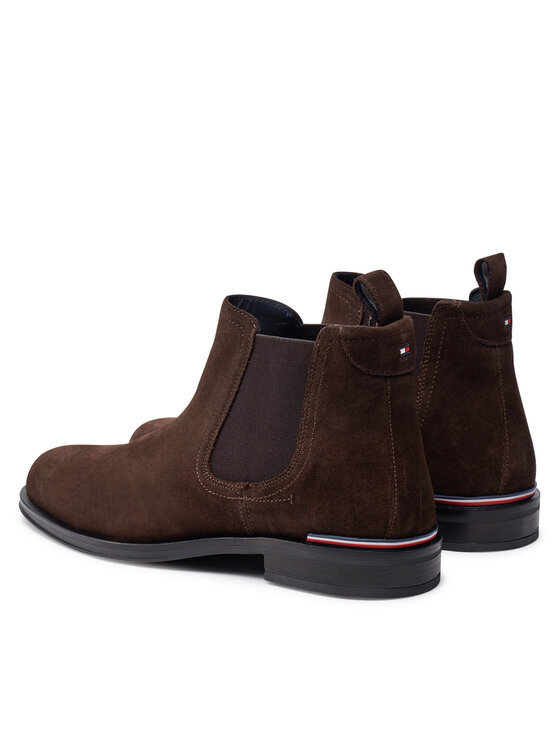 Tommy Hilfiger Tommy Hilfiger Kotníková obuv s elastickým prvkem Core Rwb Hilfiger Suede Chelsea FM0FM04757 Hnědá