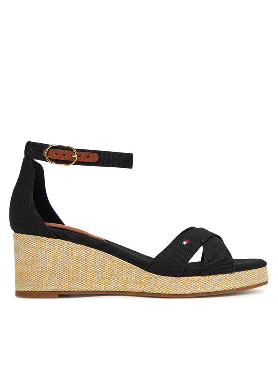 Tommy Hilfiger Tommy Hilfiger Espadrile Flag Criss-Cros Mid Wedge Espad FW0FW08481 Negru