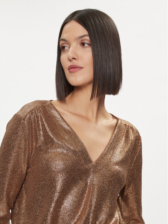 Please Please Коктейлна рокля A1XKBSX000 Златист Slim Fit