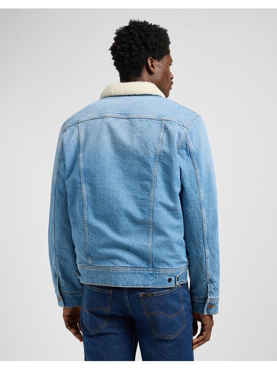 Lee Lee Kurtka jeansowa SHERPA JACKET Niebieski Regular Fit
