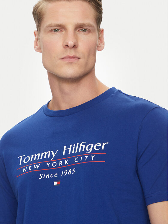 Tommy Hilfiger Tommy Hilfiger Tričko Center Stack MW0MW38621 Modrá Regular Fit