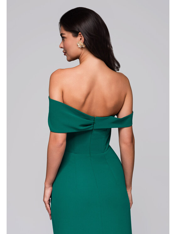 Ombre Ombre Sukienka wieczorowa LA-OM-DLR232 Zielony Regular Fit