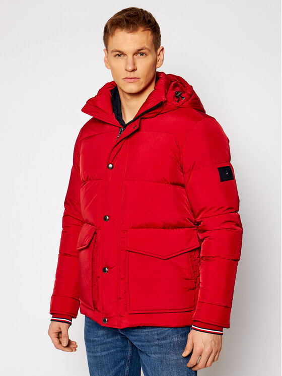 Tommy Hilfiger Vatovan bunda Down Hdd MW0MW14888 erven Regular Fit Modivo.cz