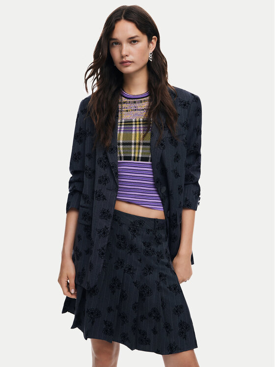 Desigual Desigual Faltenrock Dalian 24WWFW23 Grau Regular Fit