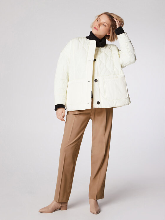 Simple Simple Prehodna jakna KUD008 Bela Relaxed Fit