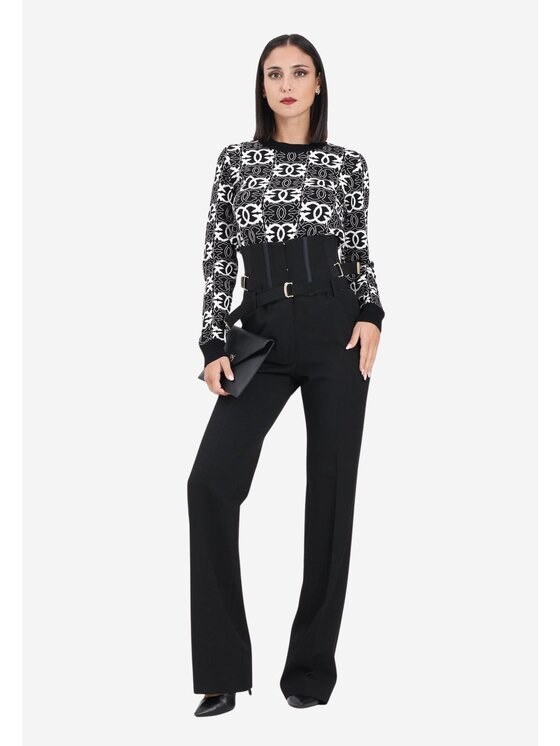 PINKO PINKO Παντελόνι Pantaloni bustier con cinturini Μαύρο Slim Fit