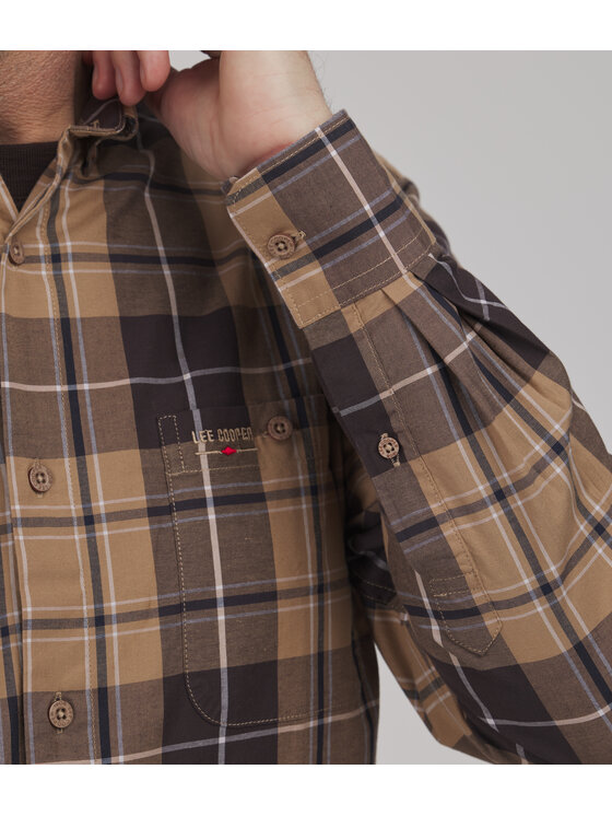 Lee Cooper Lee Cooper Koszula NEW TENBY Brązowy Comfort Fit