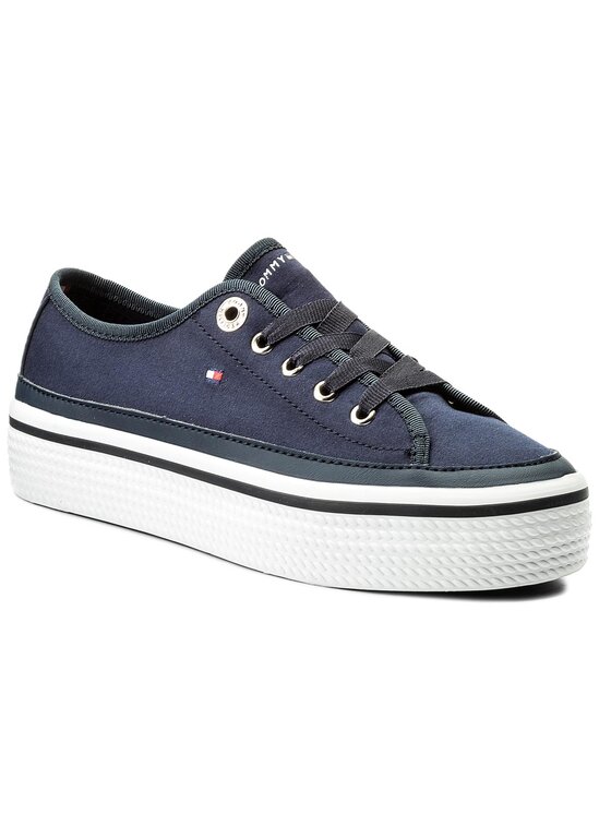 Tommy Hilfiger Tenis wki Corporate Flatform Sneaker FW0FW02456 Granatowy Modivo.pl