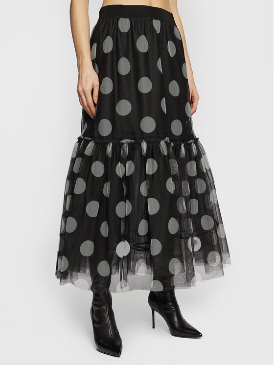 TWINSET TWINSET Tüllist seelik 222AP2582 Must Regular Fit