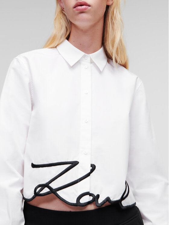 KARL LAGERFELD KARL LAGERFELD Košile Signature 226W1605 Bílá Regular Fit