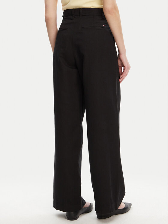 Tommy Hilfiger Tommy Hilfiger Pantaloni di tessuto WW0WW45780 Nero Wide Leg
