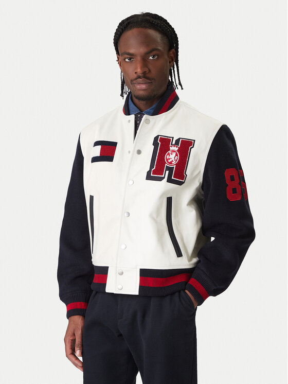 Tommy Hilfiger Tommy Hilfiger Bundy bomber Varsity MW0MW41866 Écru Regular Fit