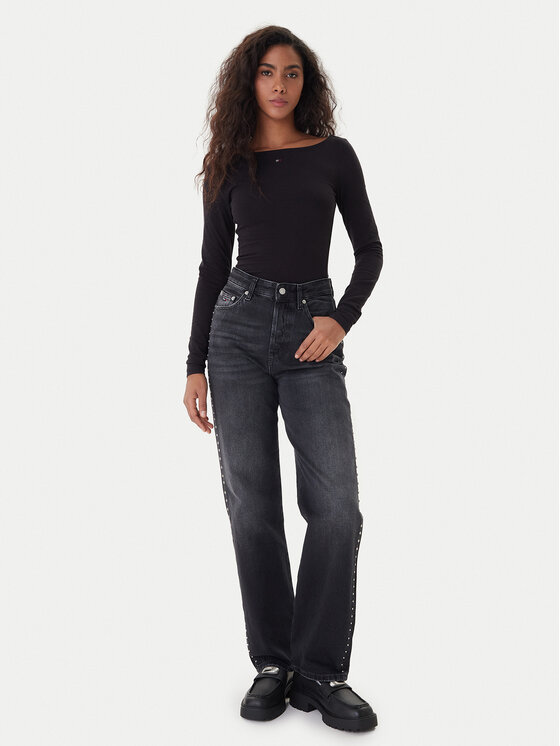Tommy Jeans Tommy Jeans Блуза DW0DW21548 Черен Slim Fit