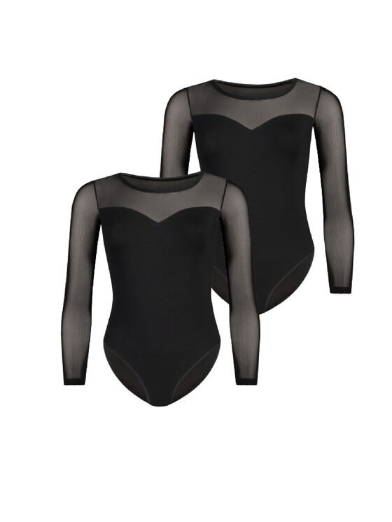 Teyli Teyli Body z siateczką Willow Czarny Regular Fit