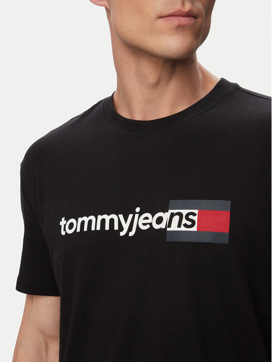 Tommy Jeans Tommy Jeans Tricou Entry Dna DM0DM23406 Negru Regular Fit