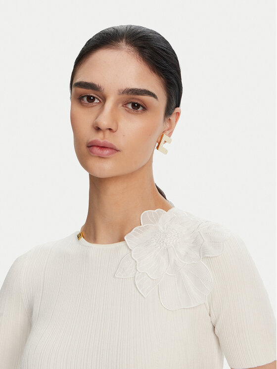 Elisabetta Franchi Elisabetta Franchi Sweter MK-55B-51E2 Biały Slim Fit