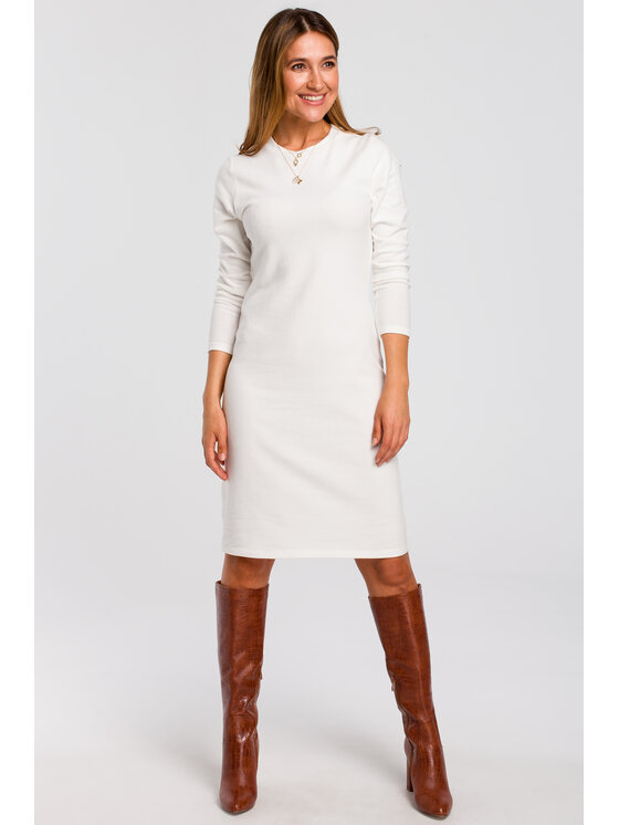 Stylove Stylove Sukienka codzienna S178 Biały Regular Fit