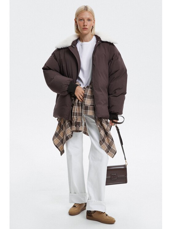 Estro Estro Bomber ER00116043 Marrone Oversize