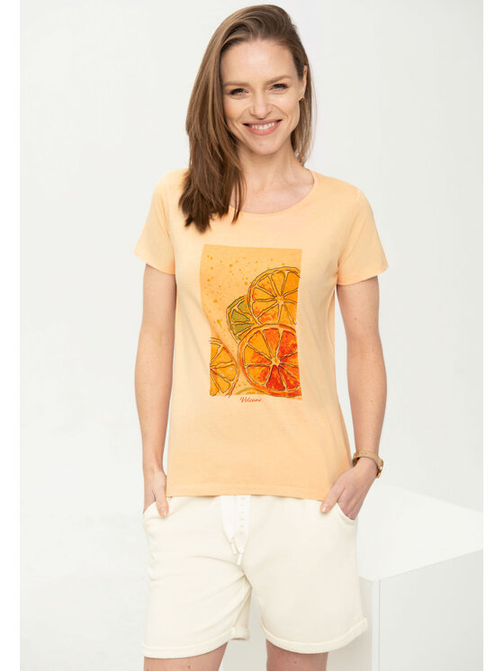 Volcano Volcano T-Shirt T-KOKTAIL Pomarańczowy Regular Fit