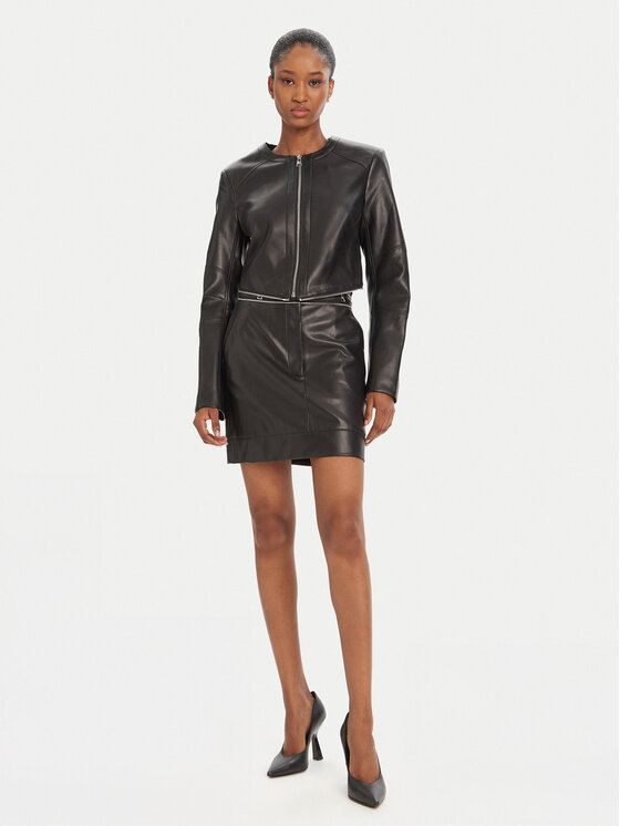 KARL LAGERFELD KARL LAGERFELD Spódnica z imitacji skóry A3W12014 Czarny Regular Fit