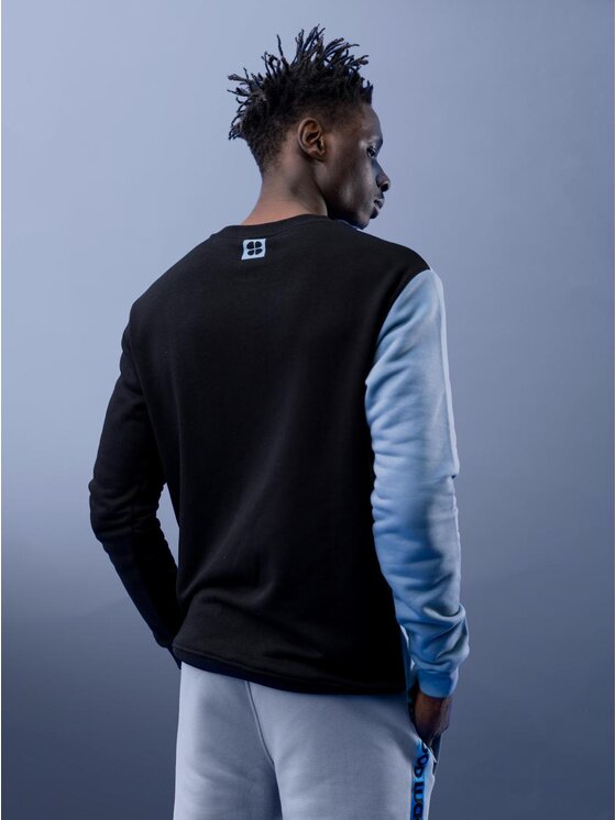 Good Luck Good Luck Bluza Bluza Bez Kaptura GOOD LUCK Vertical Wave Czarna / Niebieska L Niebieski Reglan Fit