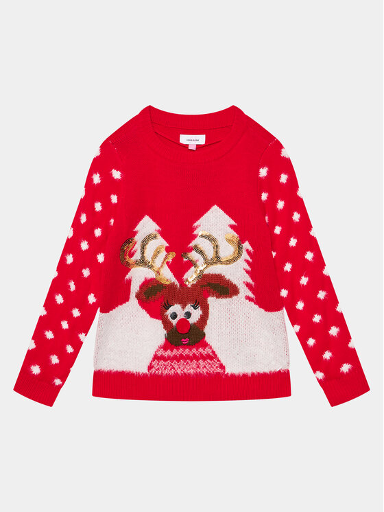 Vero Moda Girl Sveter Rudy 10272446 Červená Regular Fit